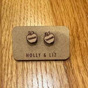 Brown Teacher Apple Earrings